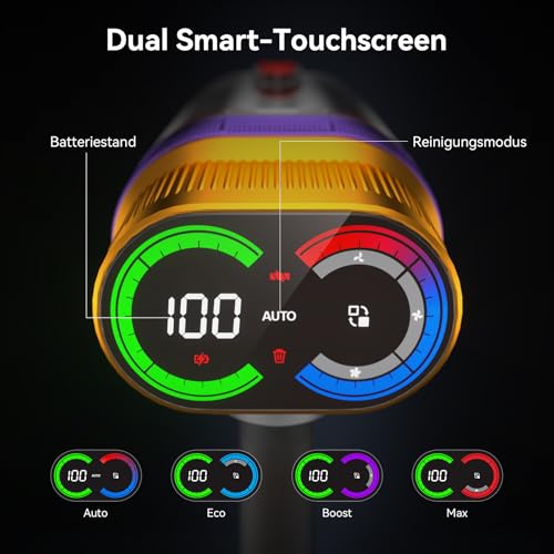 Vistefly V15 Ultra Akku Staubsauger, 48000Pa 600W 70Mins Staubsauger Kabellos mit Doppeldisplay,