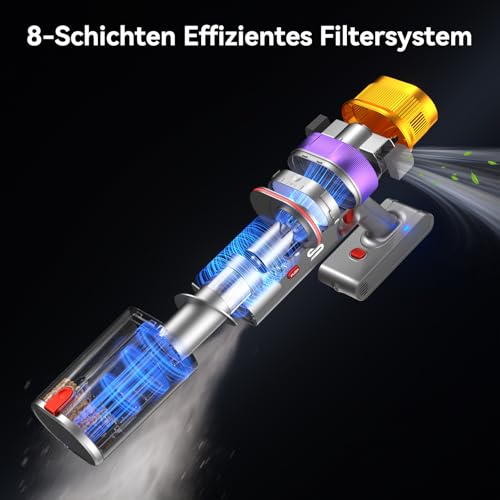 Vistefly V15 Ultra Akku Staubsauger, 48000Pa 600W 70Mins Staubsauger Kabellos mit Doppeldisplay,
