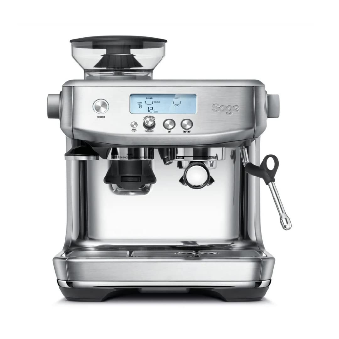 Sage Appliances Barista Pro Espressomaschine und Kaffeemaschine mit Milchaufschäumer, Siebträgermaschine, SES878, Gebürsteter Edelstahl