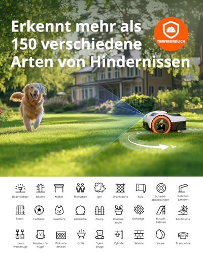 Navimow i105E Mähroboter ohne Begrenzungskabel, Empf. 500 m², Max. 600 m², RTK+Vision Rasenmäher Roboter Testsieger,