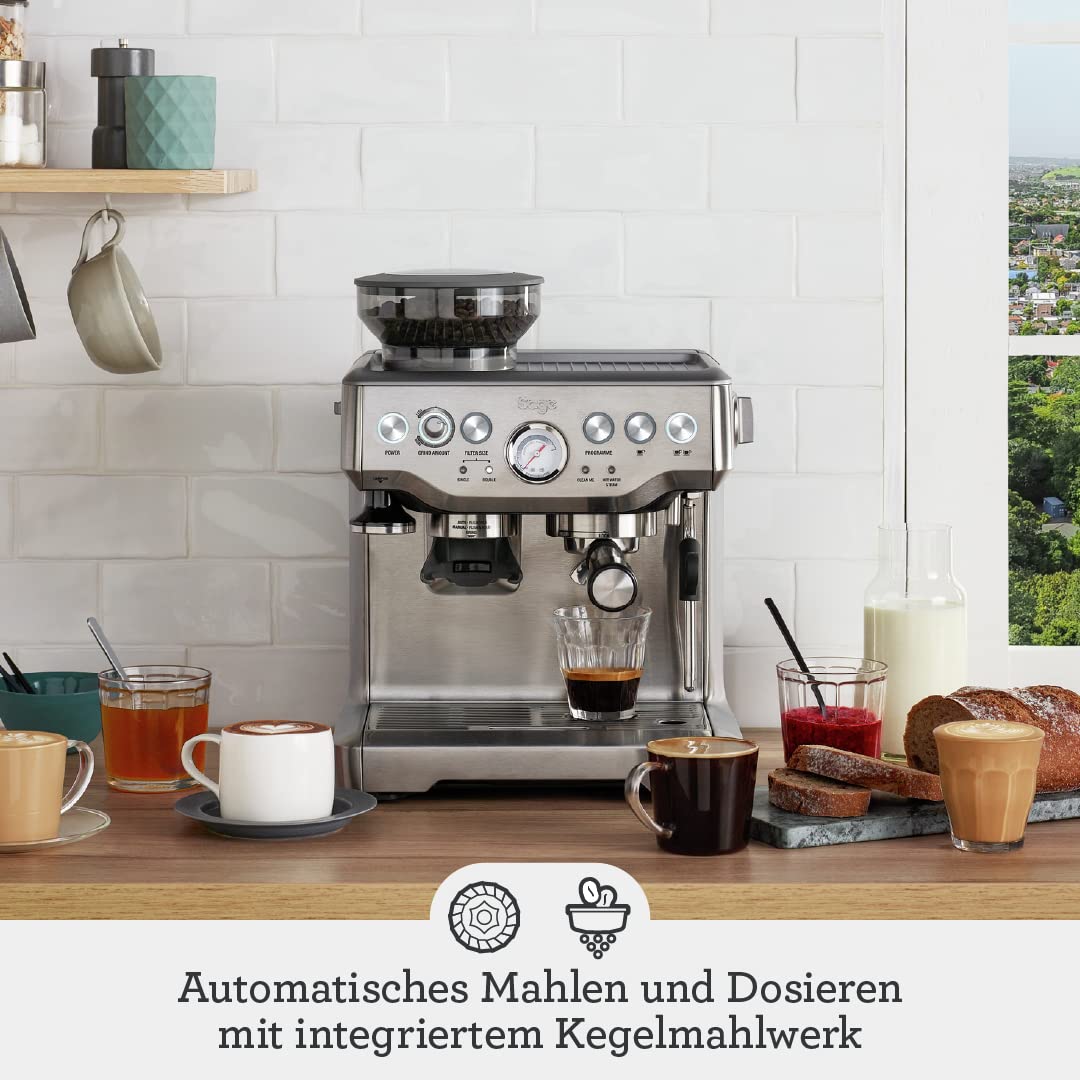 Sage - The Barista Express - Kaffeemaschine mit manuellem Milchaufschäumer & integriertem Mahlwerk - 16 Mahlgradeinstellungen,
