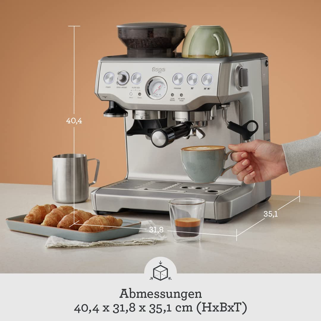 Sage - The Barista Express - Kaffeemaschine mit manuellem Milchaufschäumer & integriertem Mahlwerk - 16 Mahlgradeinstellungen,