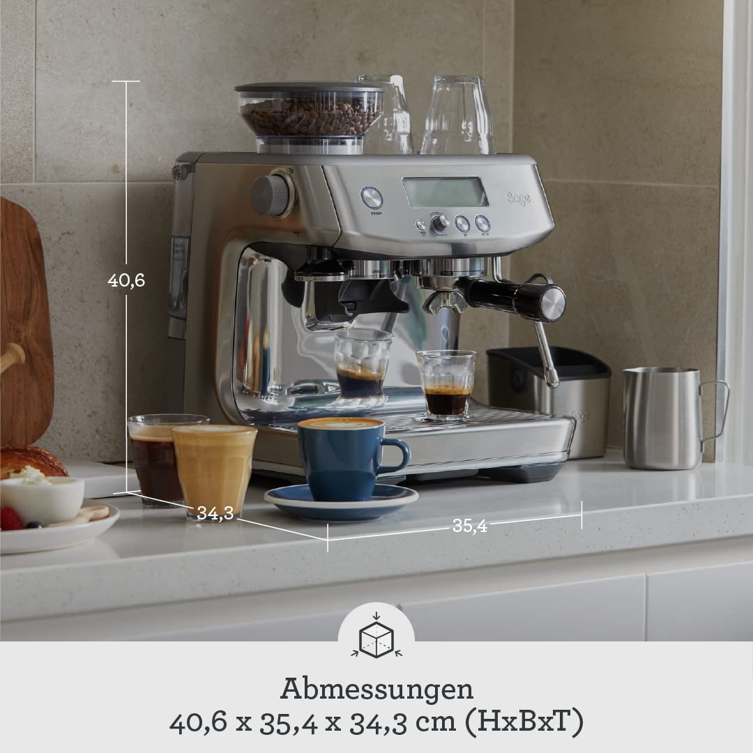 Sage Appliances Barista Pro Espressomaschine und Kaffeemaschine mit Milchaufschäumer, Siebträgermaschine, SES878, Gebürsteter Edelstahl