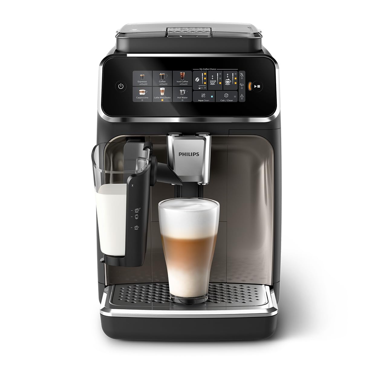 Philips 3300 Series Kaffeevollautomat - 6 Getränke, Modernes Farb-Touchscreen-Display, LatteGo-Milchsystem, SilentBrew,