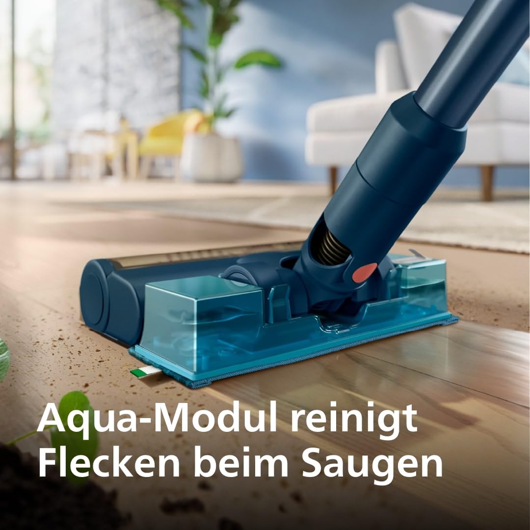 Philips 5000-Serie Kabelloser Staubsauger, für Weiche und Harte Böden, Holzböden, Aufsteckbares Aquamodul, leicht 1,5kg, 60 Minuten Laufzeit,