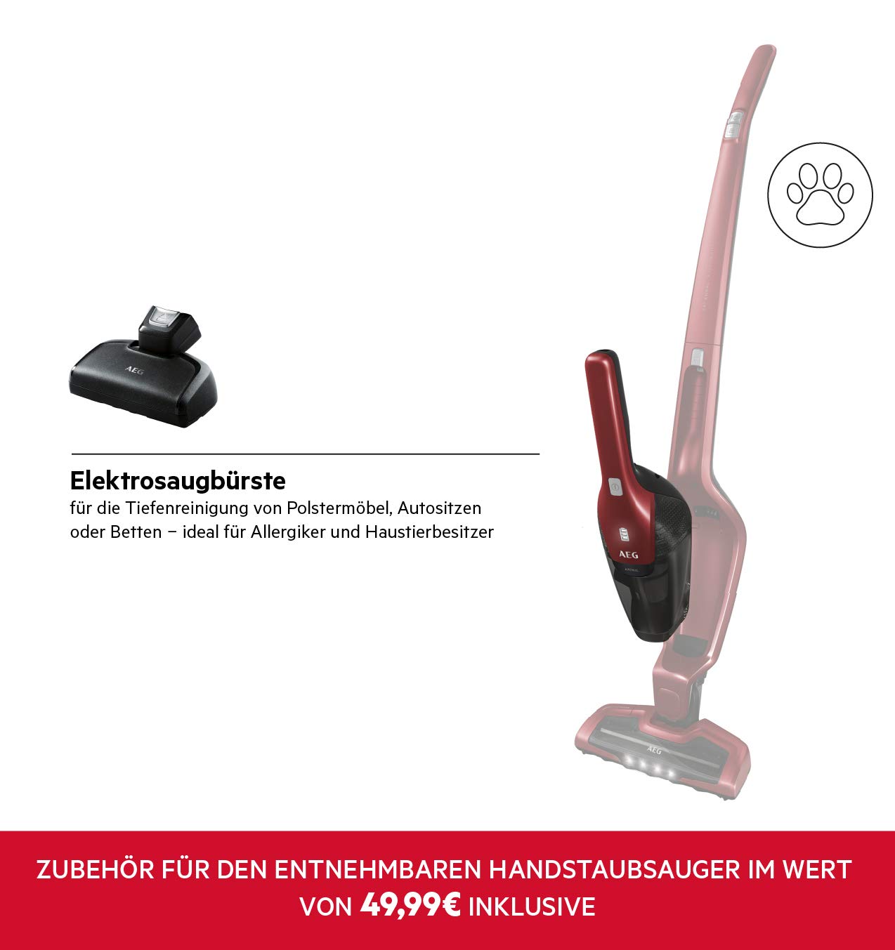 AEG Ergorapido CX7-2-45AN 2in1 Akku-Staubsauger / beutellos / Tierhaardüse / bis zu 45 Min. Laufzeit / freistehend / 180° Drehgelenk