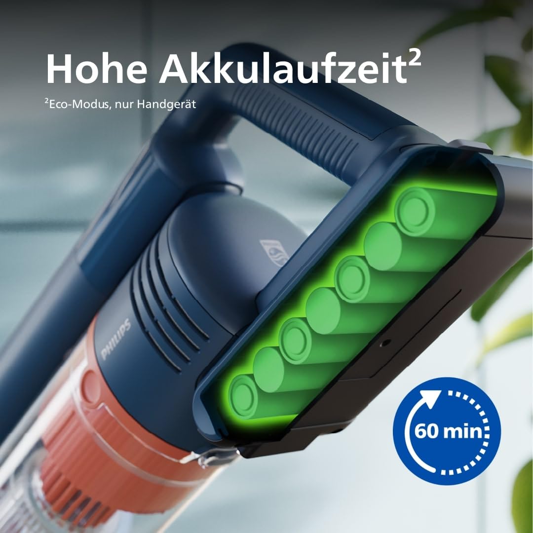 Philips 5000-Serie Kabelloser Staubsauger, für Weiche und Harte Böden, Holzböden, Aufsteckbares Aquamodul, leicht 1,5kg, 60 Minuten Laufzeit,