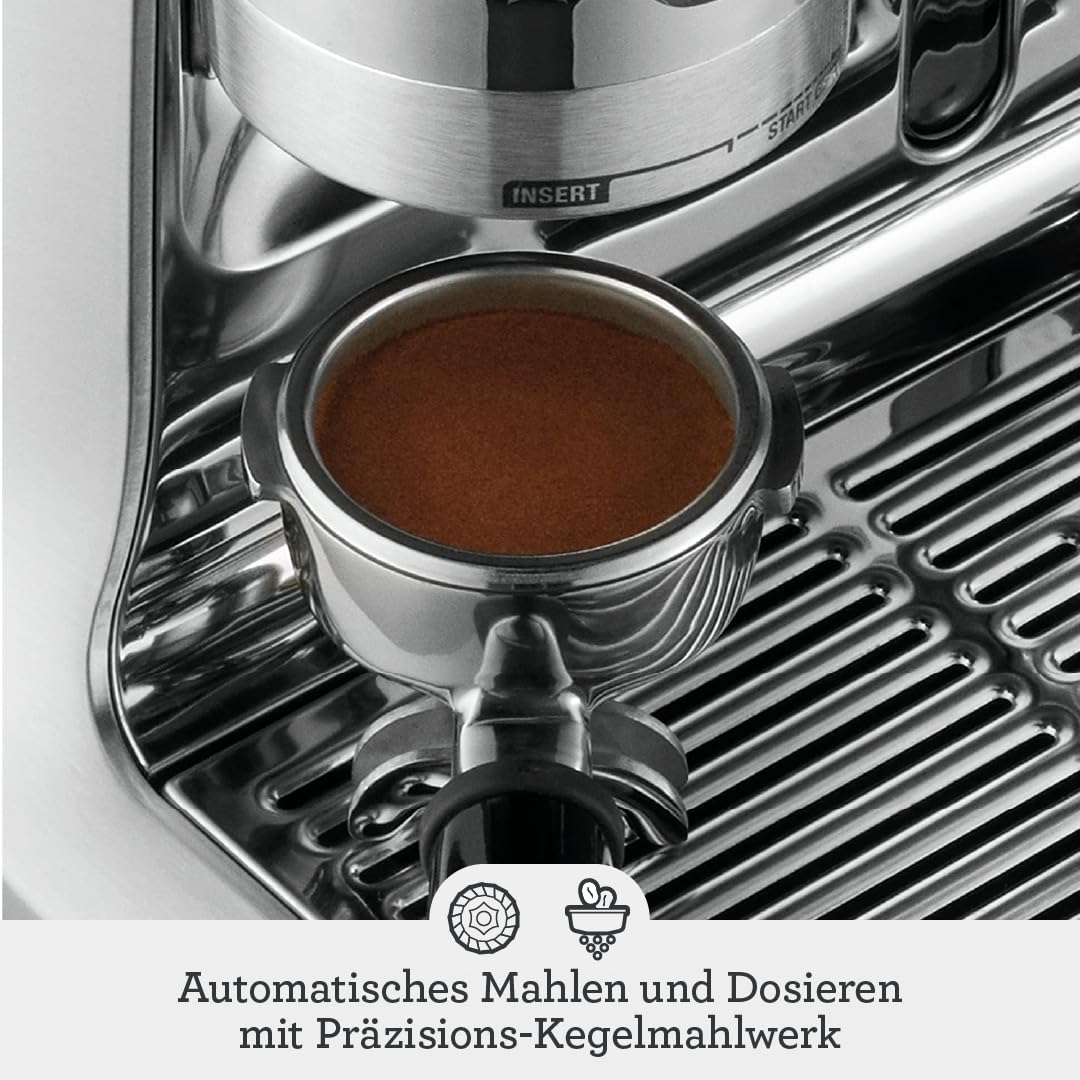 Sage Appliances Barista Pro Espressomaschine und Kaffeemaschine mit Milchaufschäumer, Siebträgermaschine, SES878, Gebürsteter Edelstahl
