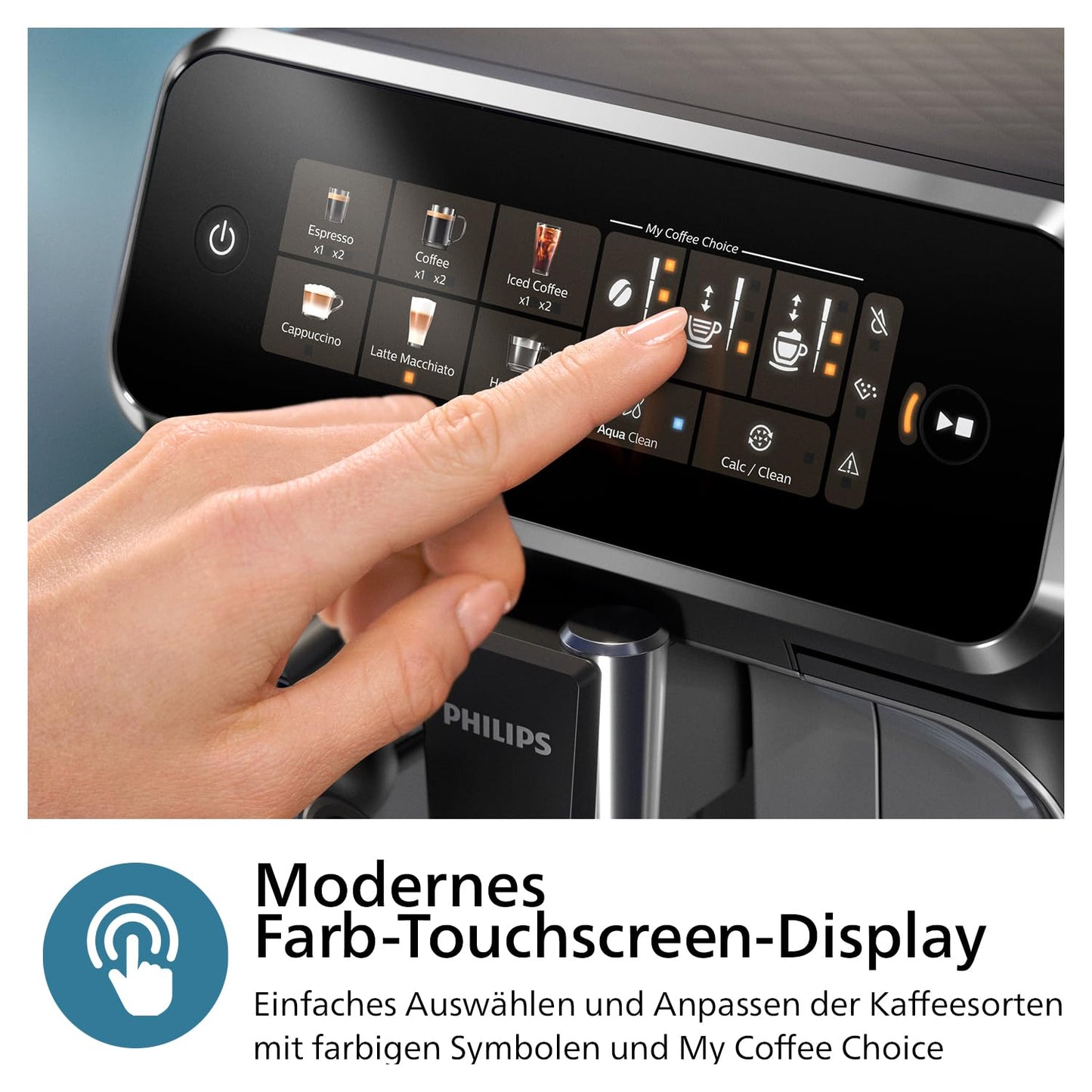 Philips 3300 Series Kaffeevollautomat - 6 Getränke, Modernes Farb-Touchscreen-Display, LatteGo-Milchsystem, SilentBrew,