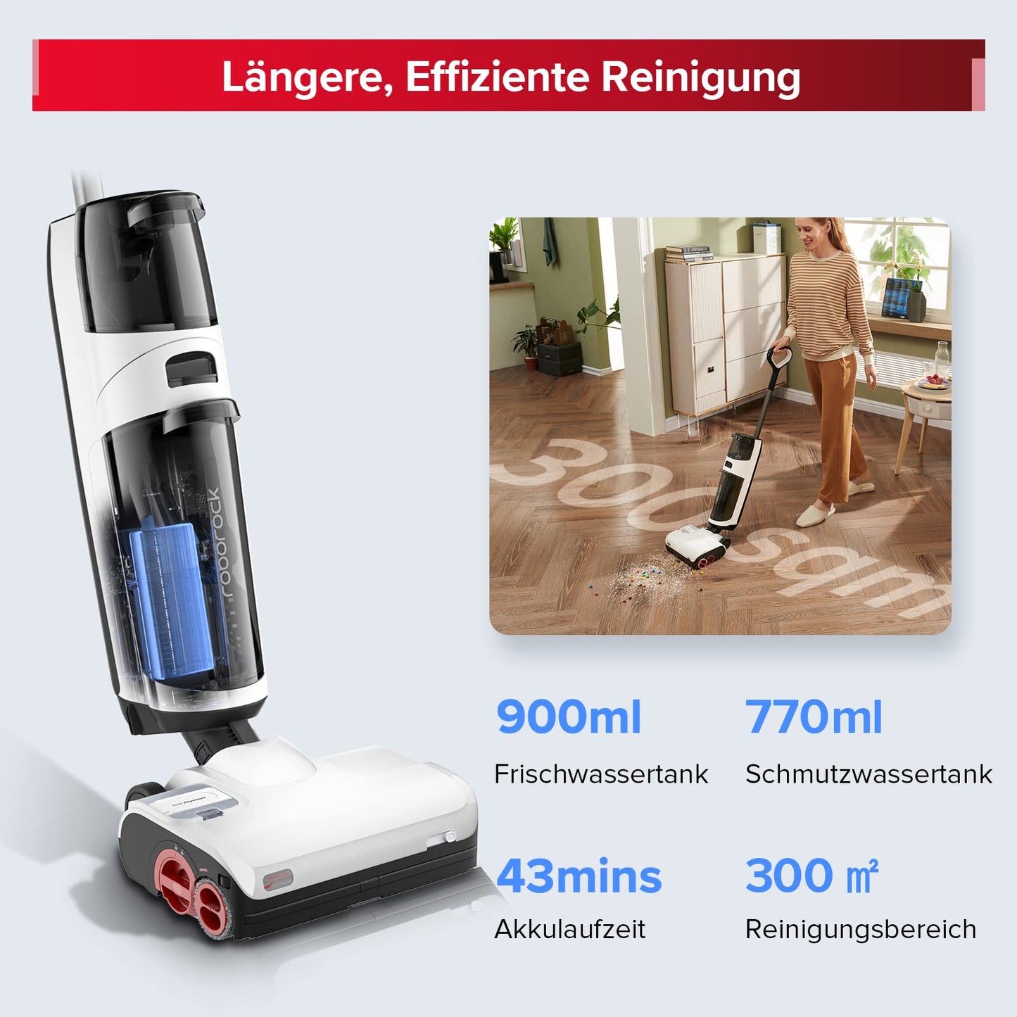 roborock Dyad Pro Nass Trockensauger Kabelloser Staubsauger 17000pa Automatische Trocknung & Selbstreinigend Wischsauger mit APP-Steuerung,