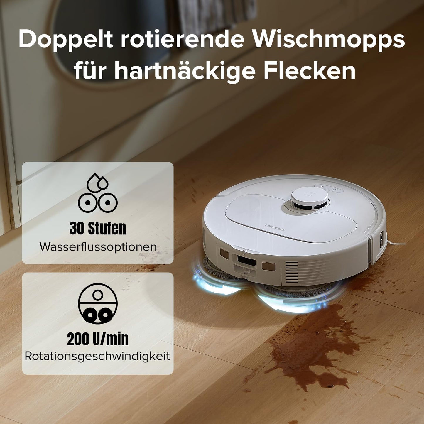 roborock Qrevo S Saugroboter mit Wischfunktion, 7000 Pa HyperForce® Reinigungsleistung, 45 dB(A) leises Trocknen,