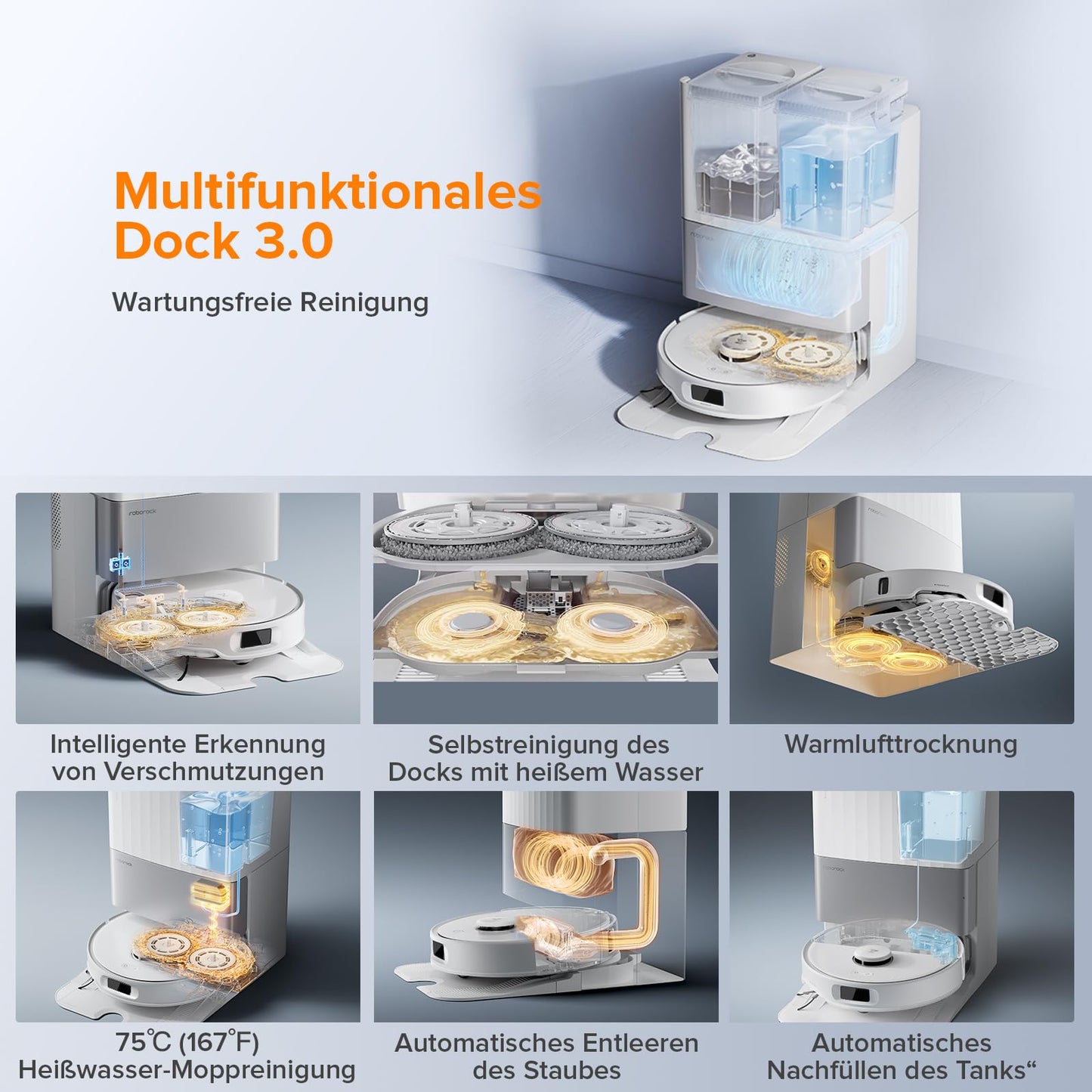 roborock Qrevo Edge S5A Saugroboter mit Wischfunktion,Dual Anti-Tangle-System,17.000Pa,FlexiArm Design