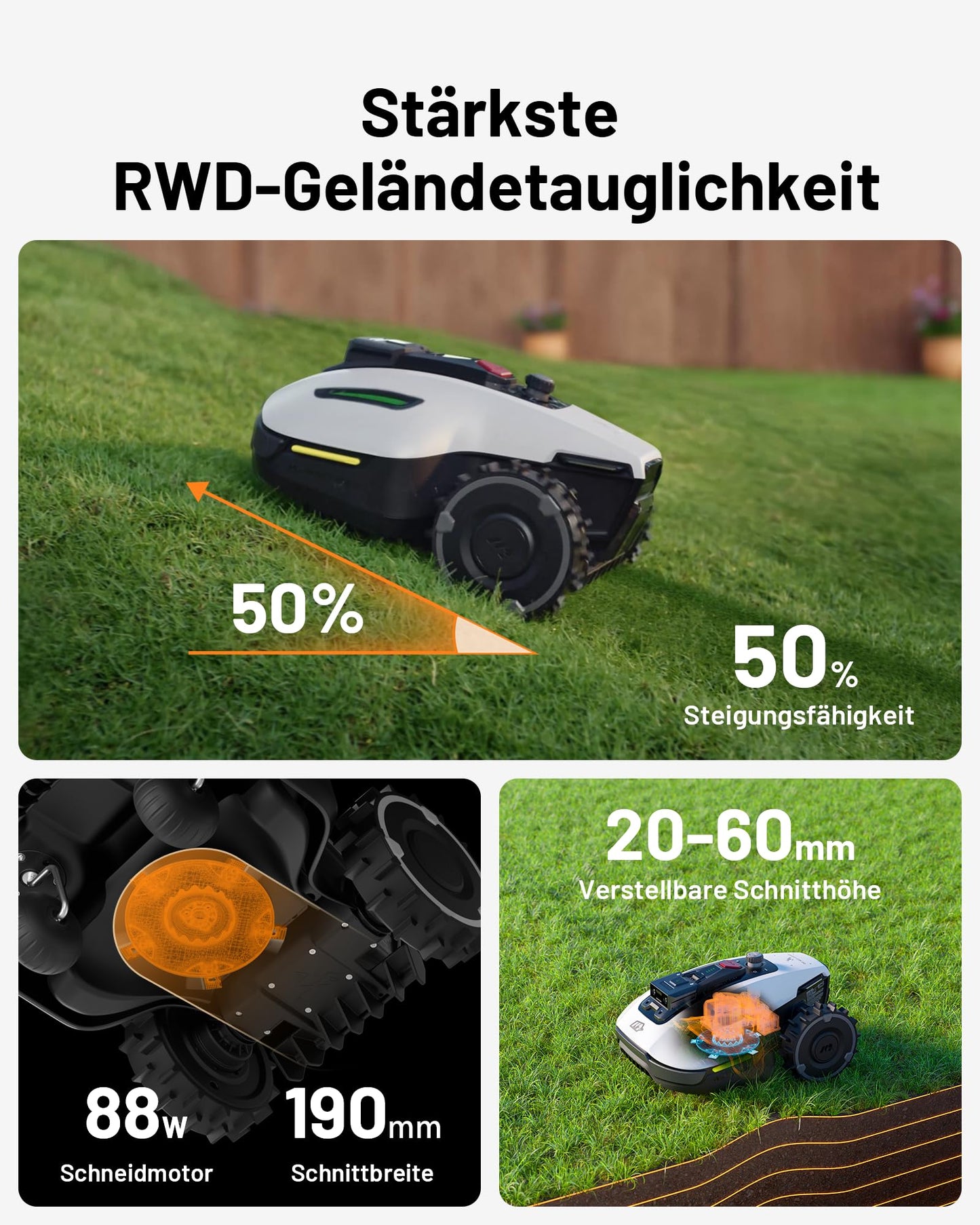 MAMMOTION YUKA Mini 500 Mähroboter ohne Begrenzungskabel, NetRTK+Vision, Keine RTK-Antenne erforderlich,