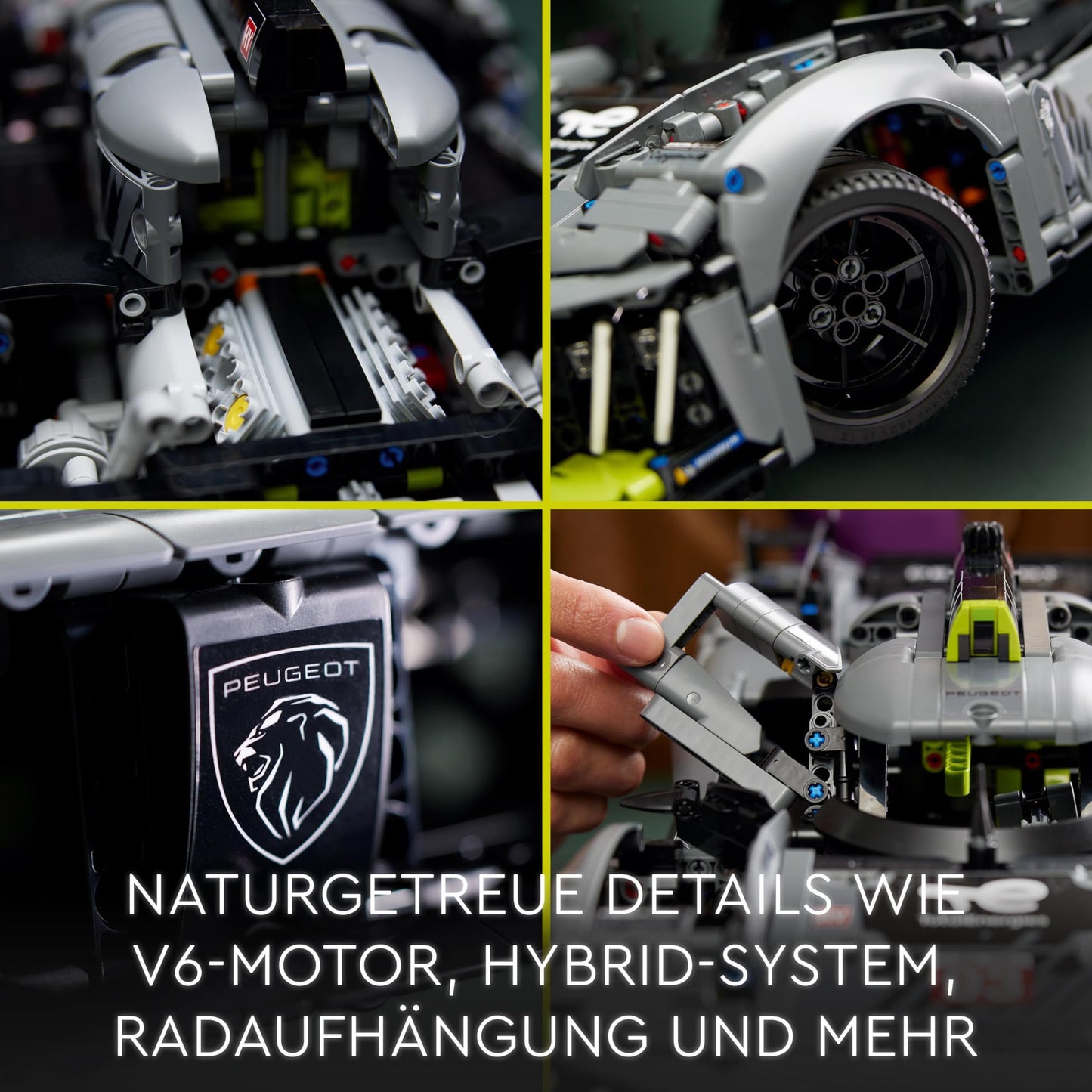 LEGO 42156 Technic Peugeot 9X8 24H Le Mans Hybrid Hypercar, legendärer Rennwagen, Modellauto-Bausatz für Erwachsene,