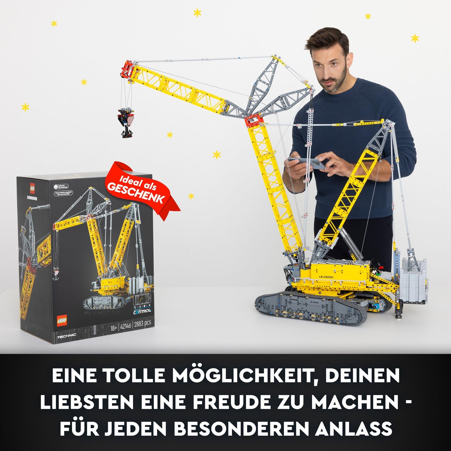 LEGO Technic Liebherr LR 13000 Raupenkran Set, Baue das ultimative ferngesteuerte Baufahrzeug-Modell mit Control+ App,