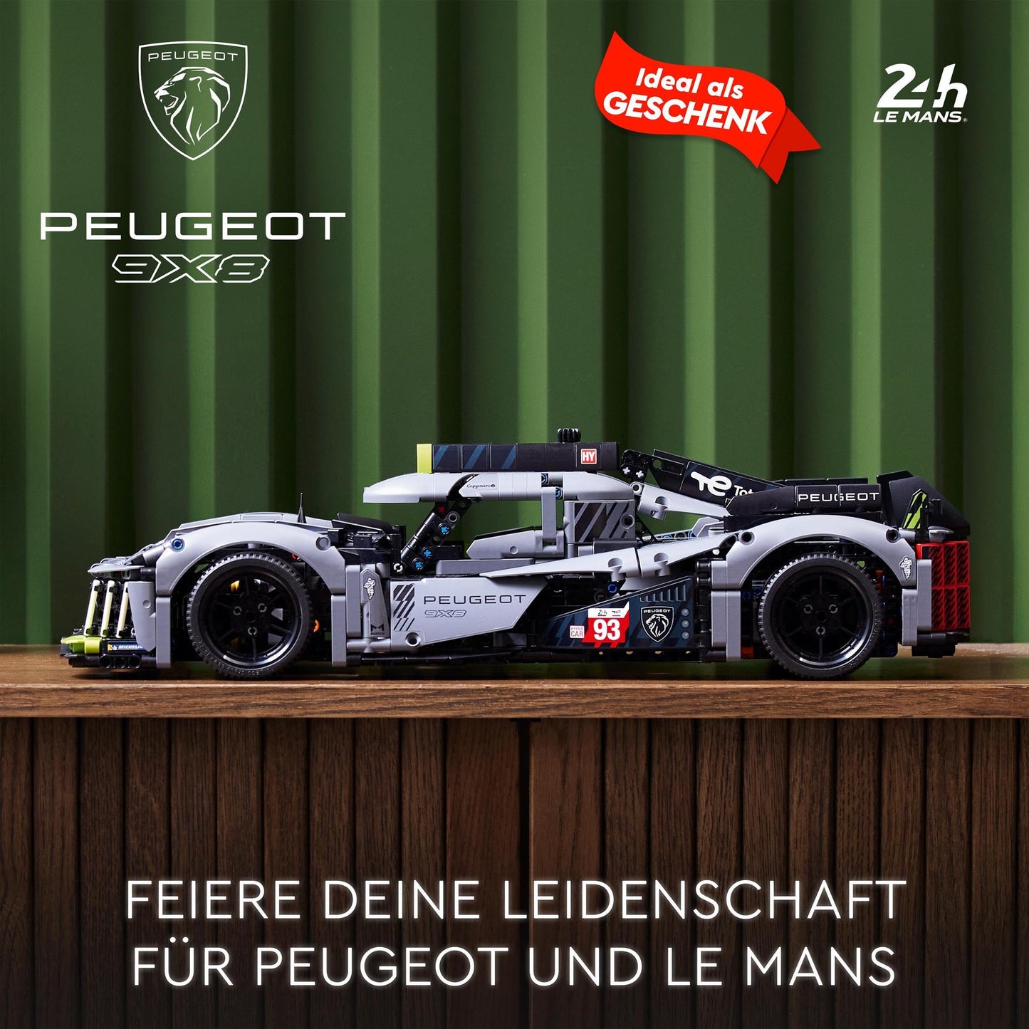 LEGO 42156 Technic Peugeot 9X8 24H Le Mans Hybrid Hypercar, legendärer Rennwagen, Modellauto-Bausatz für Erwachsene,