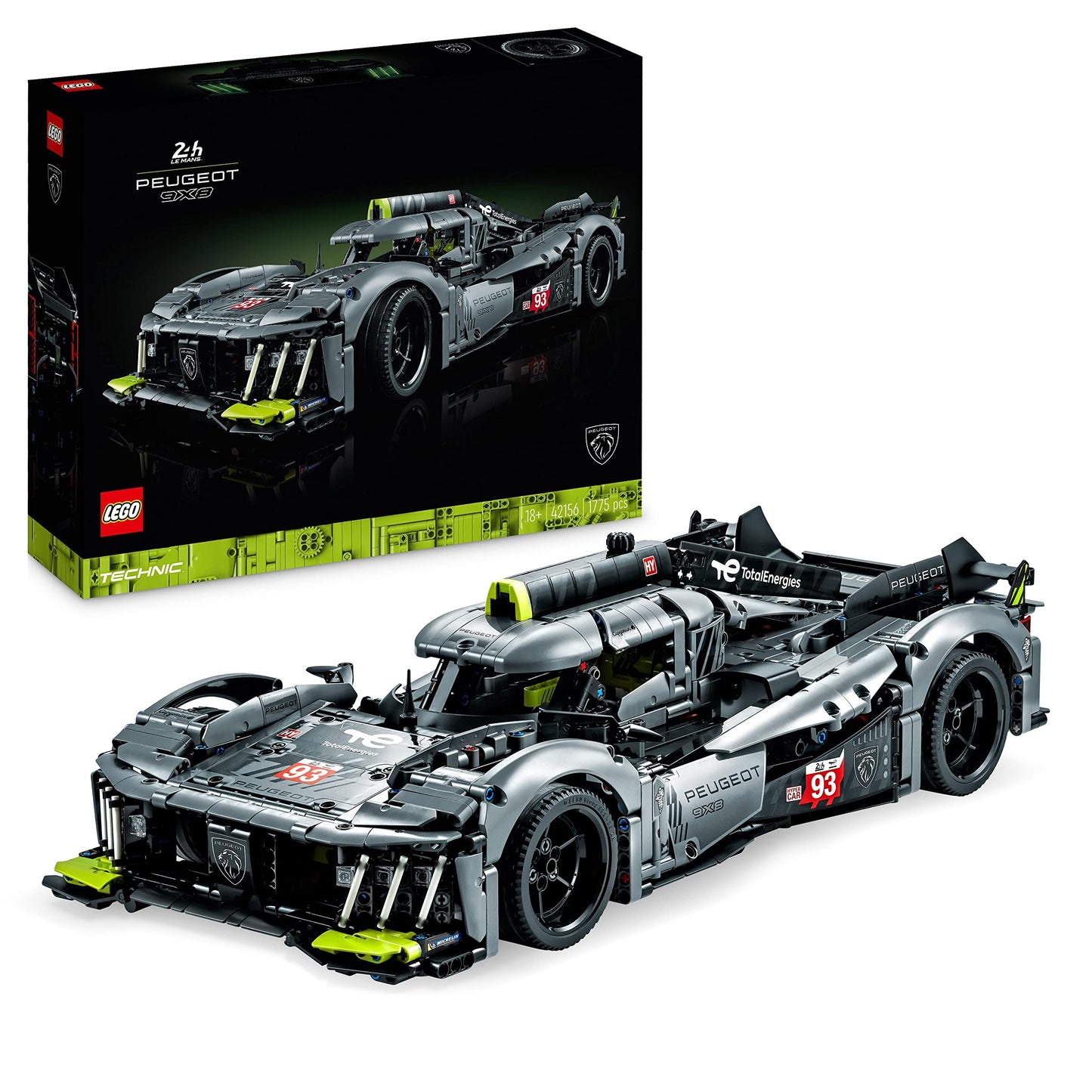 LEGO 42156 Technic Peugeot 9X8 24H Le Mans Hybrid Hypercar, legendärer Rennwagen, Modellauto-Bausatz für Erwachsene,