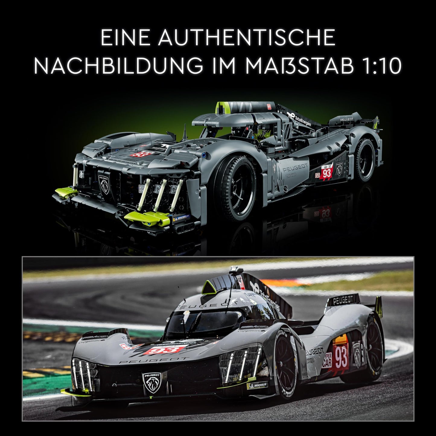 LEGO 42156 Technic Peugeot 9X8 24H Le Mans Hybrid Hypercar, legendärer Rennwagen, Modellauto-Bausatz für Erwachsene,