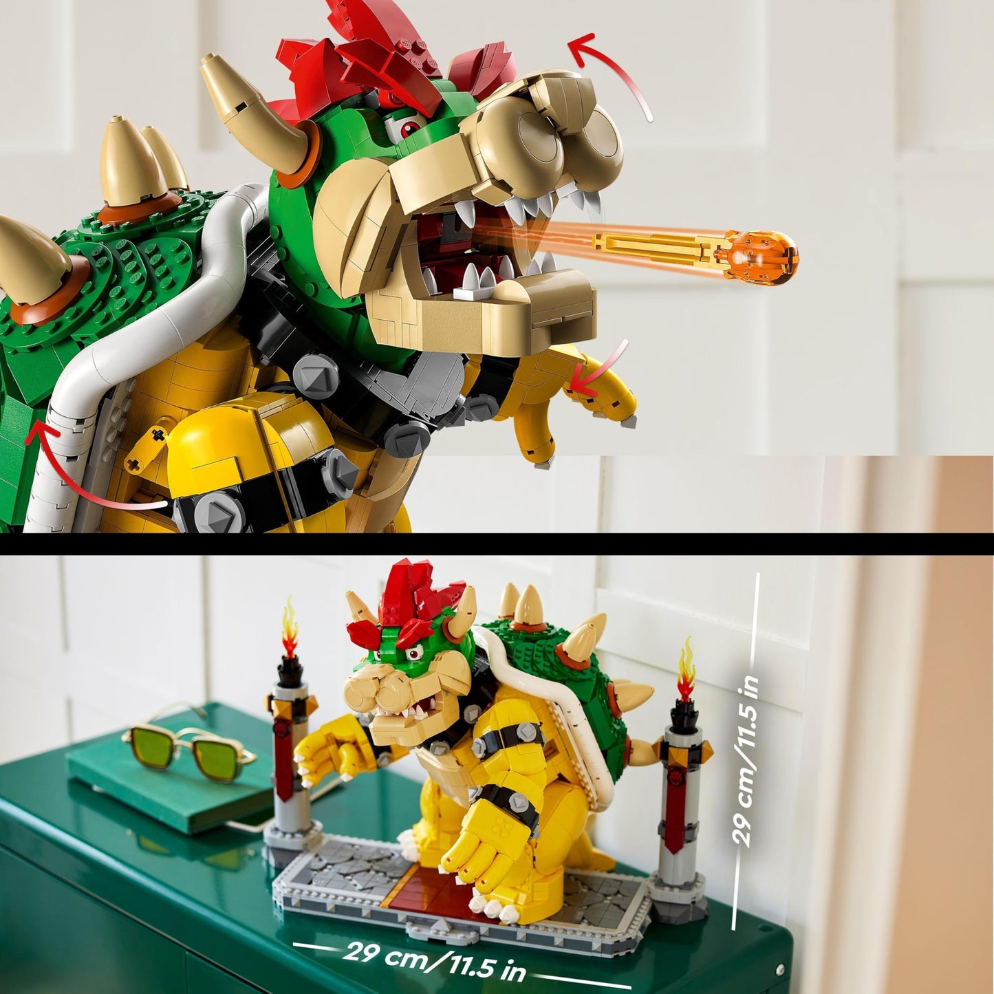 LEGO Super Mario Der mächtige Bowser, 3D-Modell-Bausatz, großes Set mit beweglicher Figur zum Sammeln, inkl. Duellplattform,