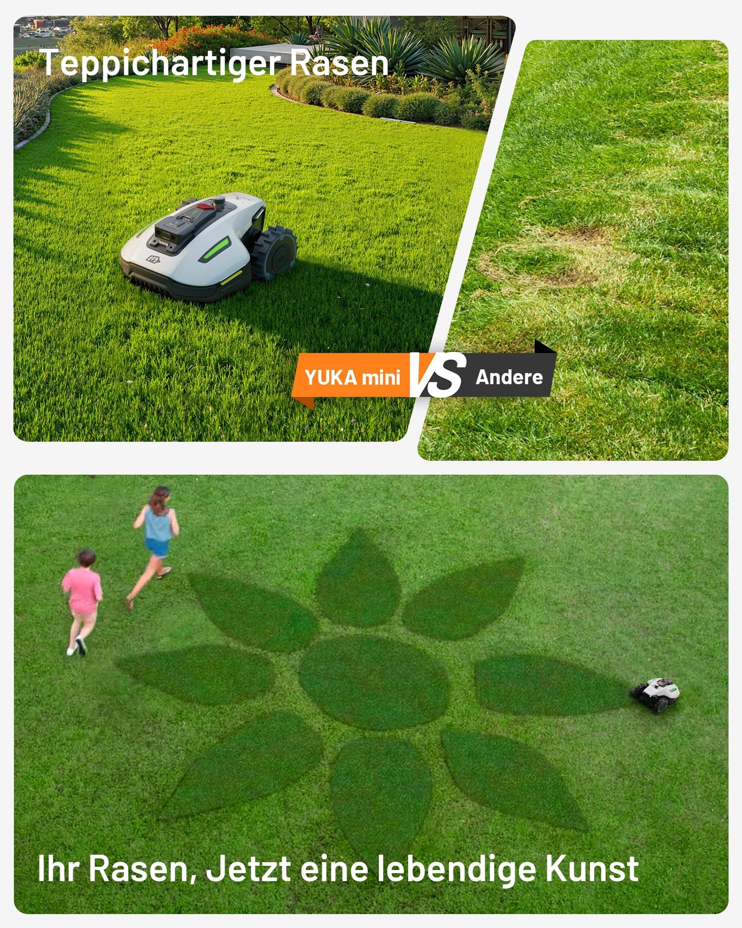 MAMMOTION YUKA Mini 500 Mähroboter ohne Begrenzungskabel, NetRTK+Vision, Keine RTK-Antenne erforderlich,