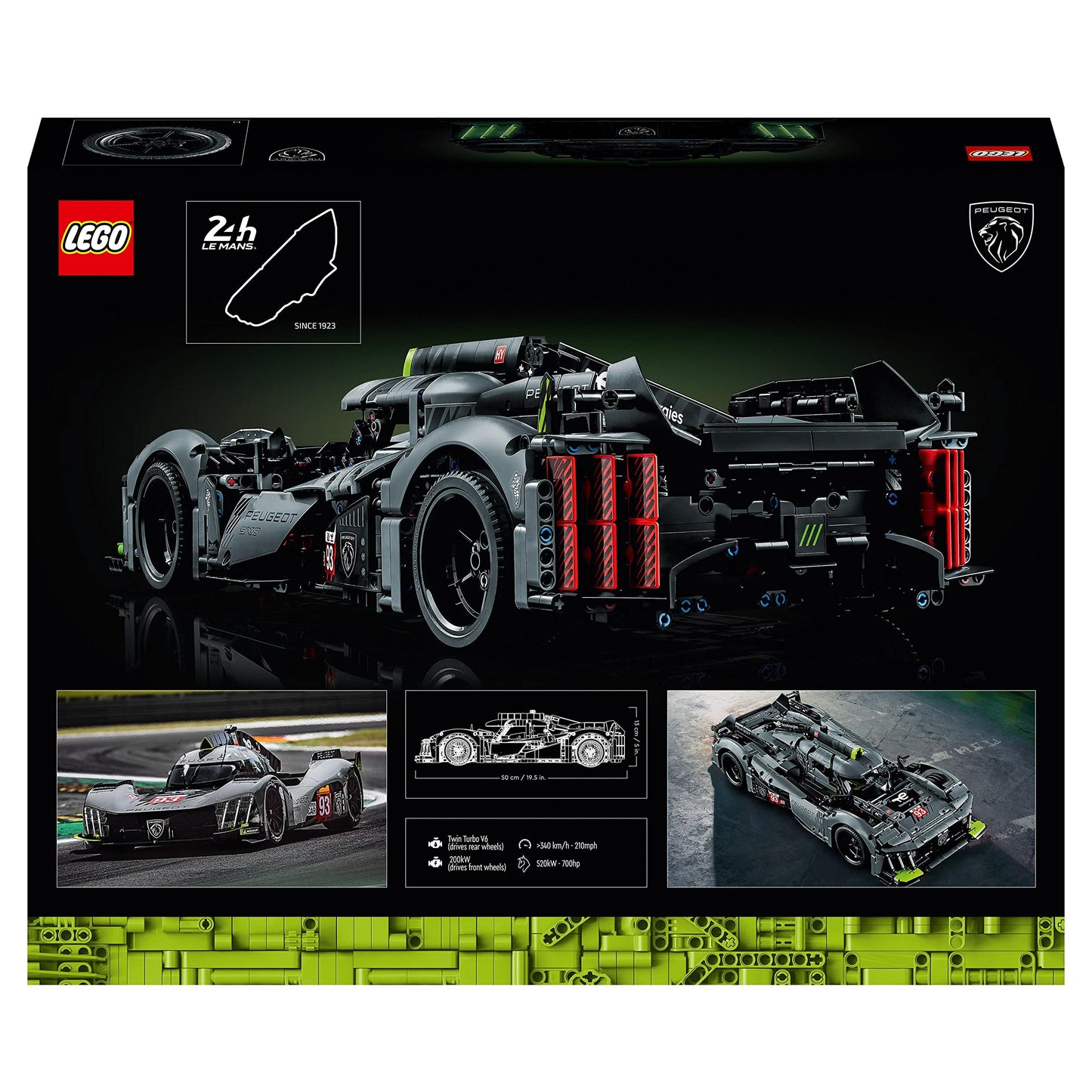 LEGO 42156 Technic Peugeot 9X8 24H Le Mans Hybrid Hypercar, legendärer Rennwagen, Modellauto-Bausatz für Erwachsene,