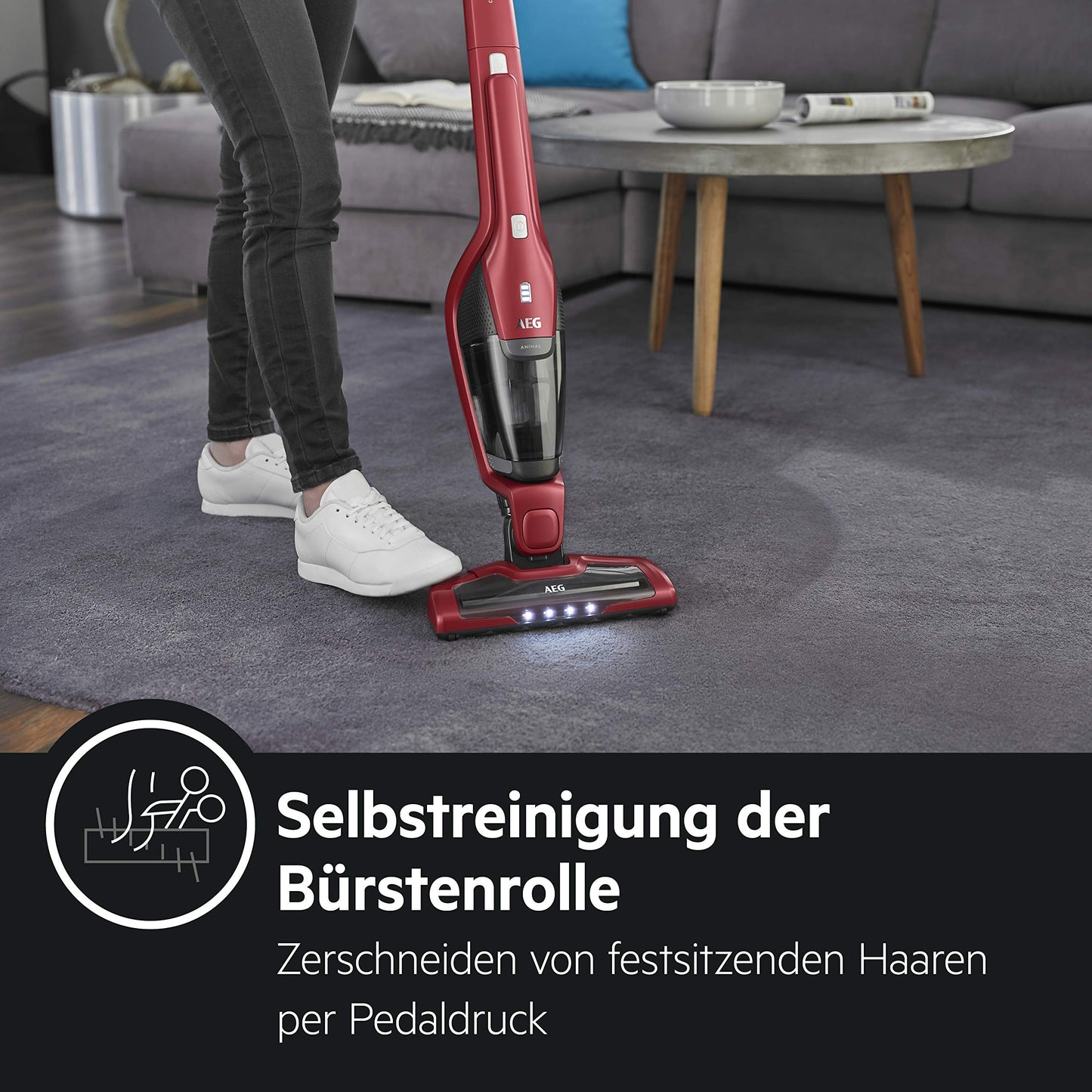 AEG Ergorapido CX7-2-45AN 2in1 Akku-Staubsauger / beutellos / Tierhaardüse / bis zu 45 Min. Laufzeit / freistehend / 180° Drehgelenk