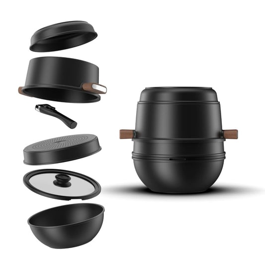CookingTotem® Luxus Topfset Induktion - Stapelbares Kochgeschirr-Set, Keramik-Antihaftbeschichtung,