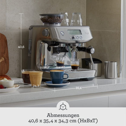 Sage Appliances Barista Pro Espressomaschine und Kaffeemaschine mit Milchaufschäumer, Siebträgermaschine, SES878, Gebürsteter Edelstahl