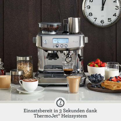 Sage Appliances Barista Pro Espressomaschine und Kaffeemaschine mit Milchaufschäumer, Siebträgermaschine, SES878, Gebürsteter Edelstahl