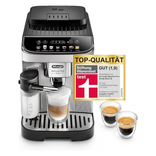 De'Longhi Magnifica Evo ECAM292.81.SB, Kaffeevollautomat mit Milchsystem, 7 Direktwahltasten für Cappuccino,