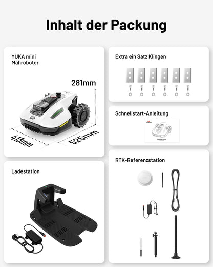 MAMMOTION YUKA Mini 500 Mähroboter ohne Begrenzungskabel, NetRTK+Vision, Keine RTK-Antenne erforderlich,
