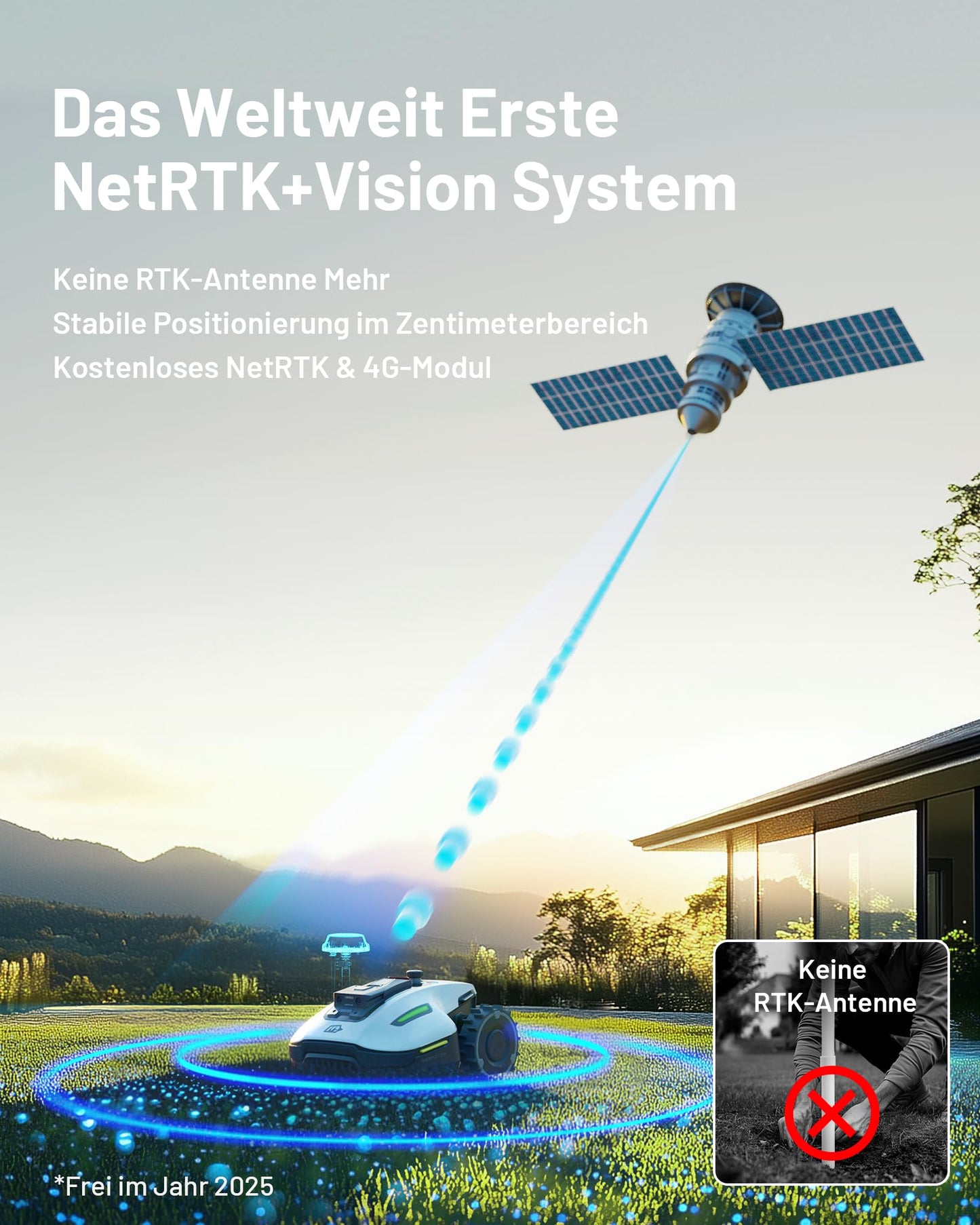 MAMMOTION YUKA Mini 500 Mähroboter ohne Begrenzungskabel, NetRTK+Vision, Keine RTK-Antenne erforderlich,